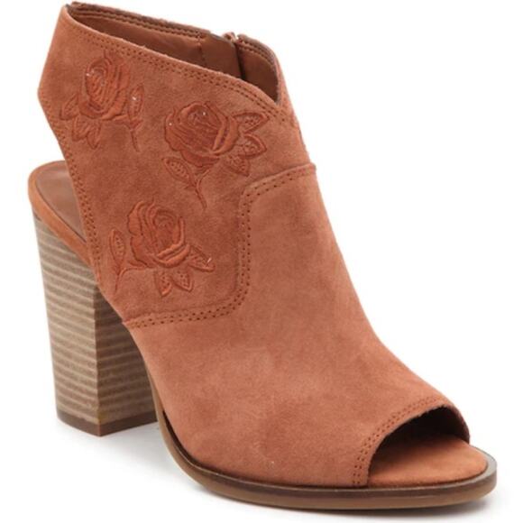 Lucky Brand Listana Heeled Open Toe Suede Zip Up Shoes NWOB size 9.5 - Picture 1 of 10